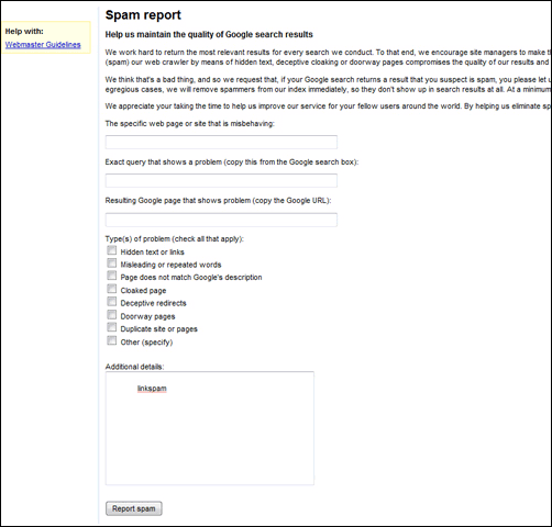 google-spam-report-old Giao diện cũ Google Spam Report