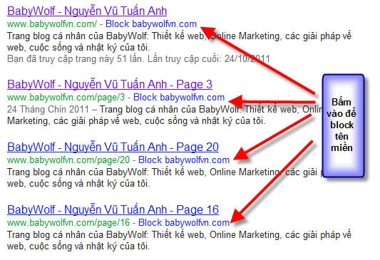 Personal Block List trên trang tìm kiếm Personal Block List trên trang tìm kiếm