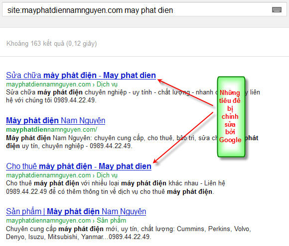 Google thay đổi nội dung thẻ tiêu đề - mayphatdiennamnguyen.com