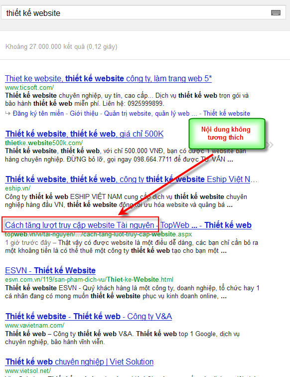 Kết quả tìm kiếm từ khóa thiết kế website trên Google.com.vn Kết quả tìm kiếm từ khóa thiết kế website trên Google.com.vn